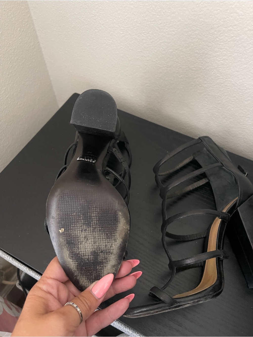 SCHUTZ Black Strappy High Heel Sandals - Picture 6 of 8